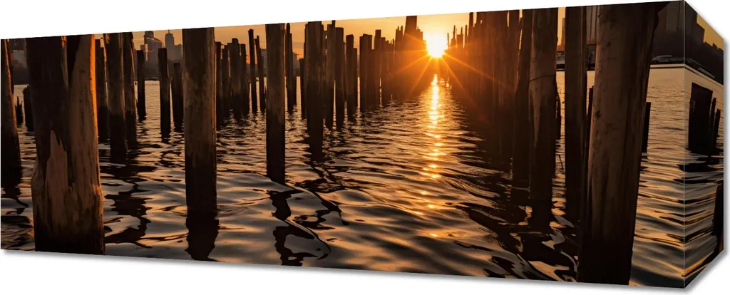 Quadro Moderno Tramonto Palach 50x20 - Decorazione Parete Design