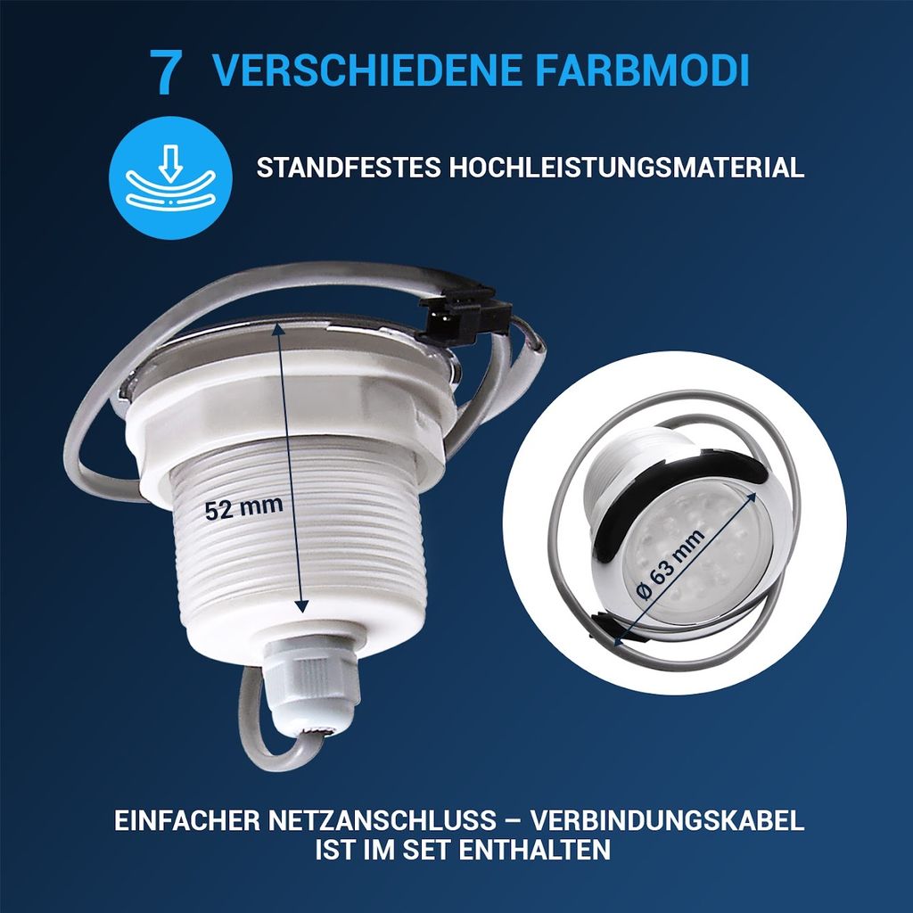 LED Poollampe 7 Farben Poolbeleuchtung Poollicht ohne Produktbild 5