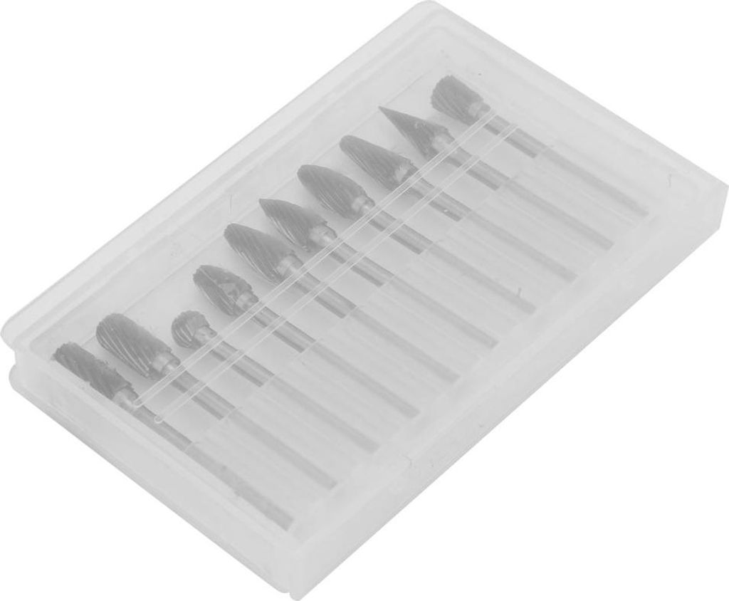 10-teiliges Set aus Wolframkarbid-Rotationsfräsern mit Einzelschnitt, 1/8"