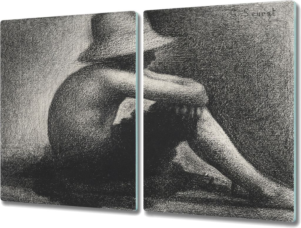 Coloray Schneidebrett Herdabdeckplatte 2x40x52 cm Kochplattenabdeckung Hackbrett Küchenbrett - Kinder Hut Seurat