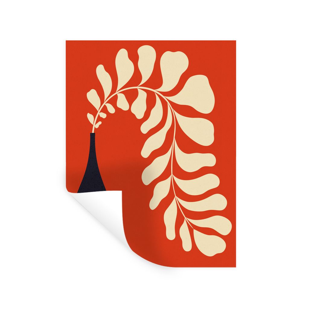 MuchoWow Wandtattoo Wandsticker Wandaufkleber Pflanze - Vase - Blume - Rot 60x80 cm Selbstklebend und Repositionierbar - Repositionierbar - Wasse...