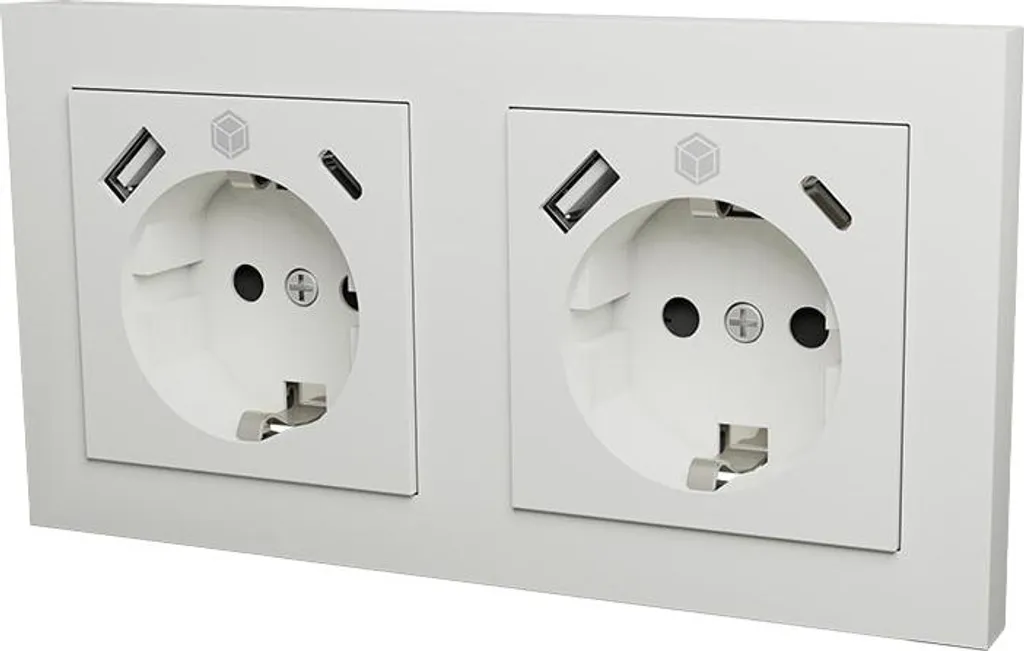 Kit prises ICY BOX IB-MPS4200W-PD avec charge rapide USB-C PD blanc