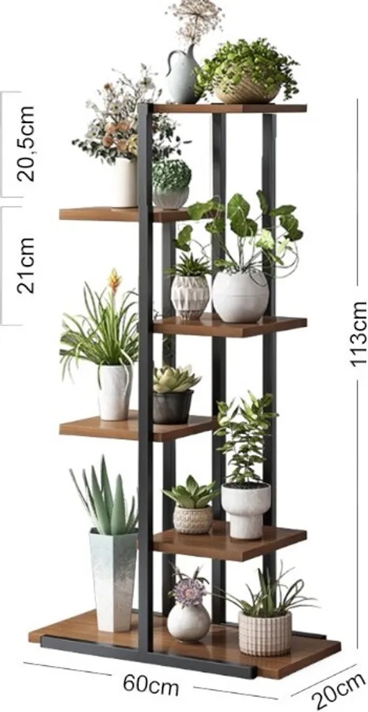 Étagère Fleurs en Bois Brun Clair 113x60x20cm - Design Vertical Compact - 3