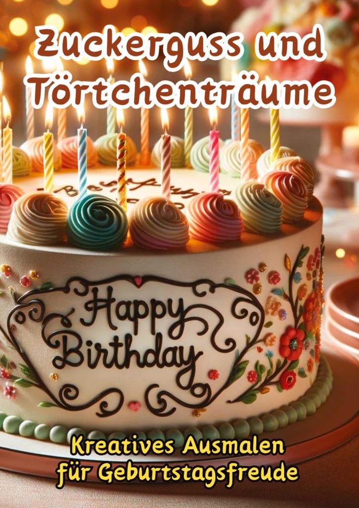 Ausmalbuch Cupcakes und Torten mit Geburtstagskuchen-Motiv für junge und erwachsene Künstler