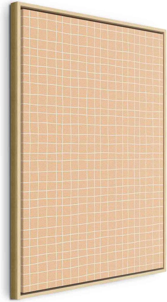 Italienischer Leinwand Leinwandbild - Waving Lines - Creamy Grid on a Noisy Pastel Background 60x90 cm Muster f-C-10092-b-a