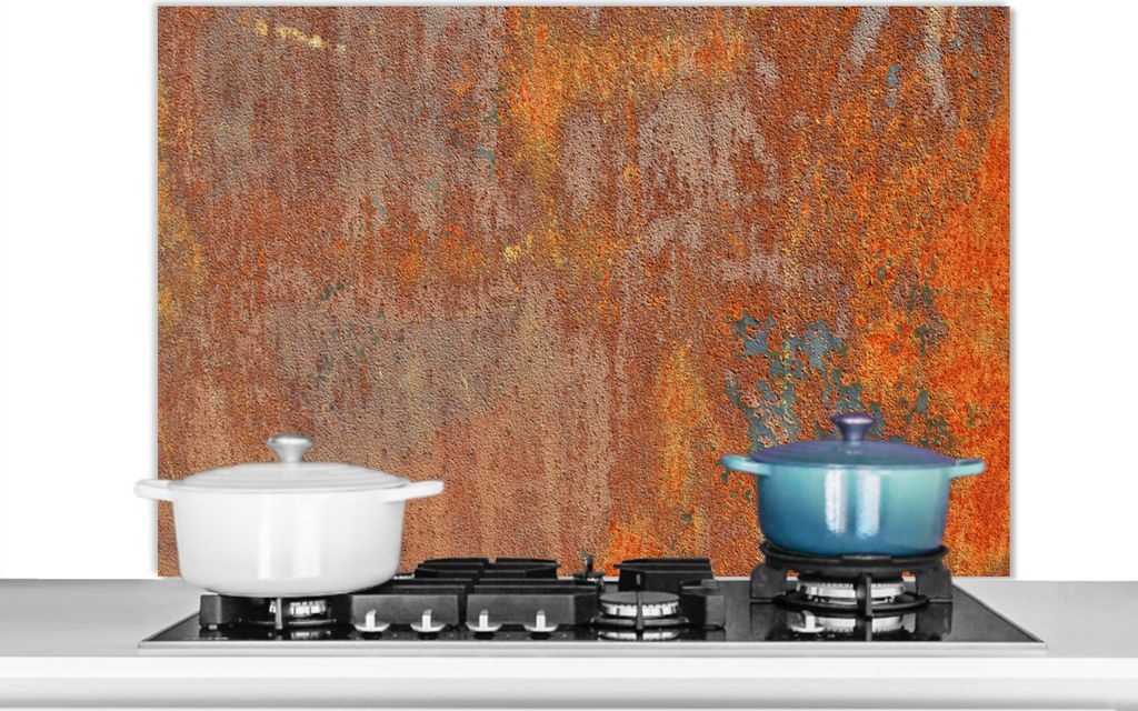 KitchenYeah Spritzschutz Küche - Küchenrückwand - Wandschutz für Herd und Spüle - Rost - Eisen - Industriell - Alt 100x65 - Alu-Dibond (Alt...