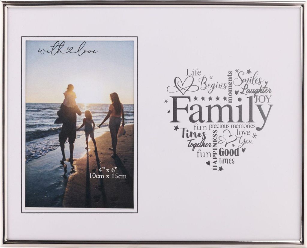 Celebrations - "With Love Family" Herz Bilderrahmen WD3099 (255 mm x 205 mm x 10 mm) (Weiß)