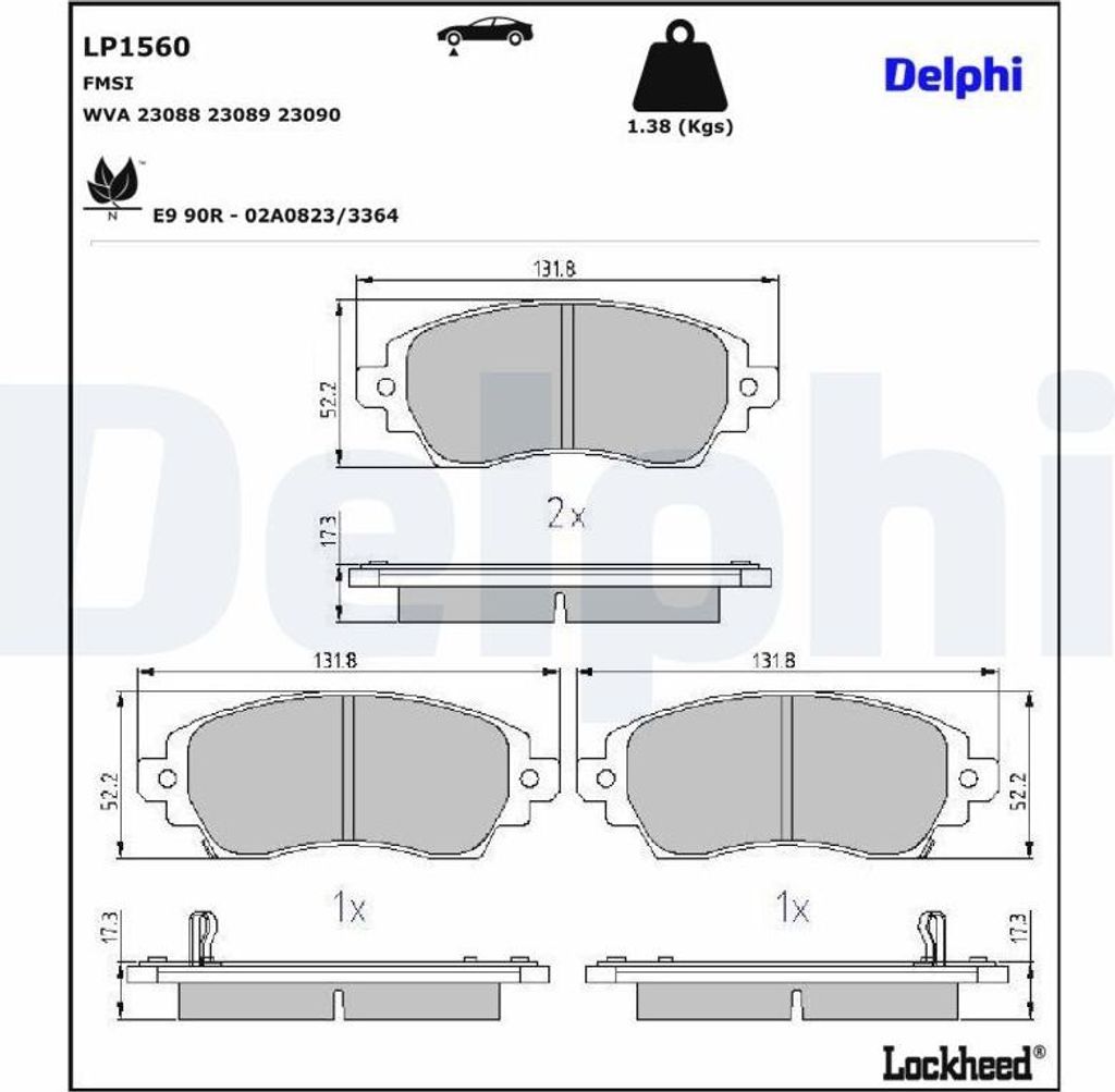 DELPHI Bremsbeläge Satz Vorne Bremsklötze für TOYOTA COROLLA Liftback (E11) LP1560