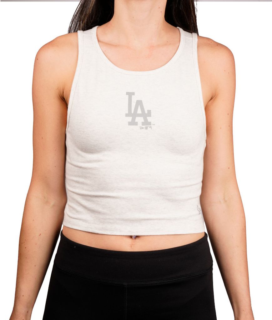 New Era Mlb Crop La Dodgers ärmelloses T-shirt Weiß XL Mädchen Weiß XL