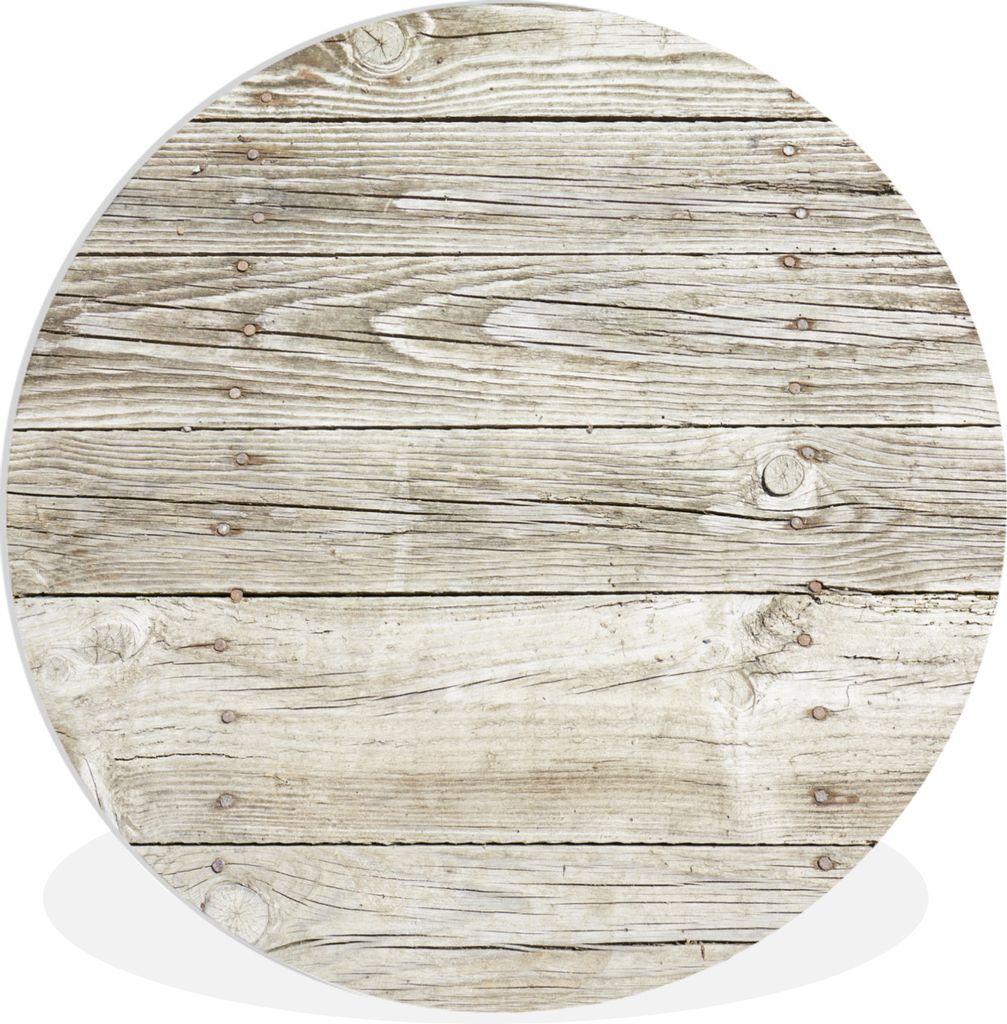 MuchoWow Rundes Wandbild - Runde Bilder Eine helle Holzwand als Hintergrund Ø 30 cm Kreis Wanddekoration Kunststoff - Wandkreis - Wandschmuck - ...
