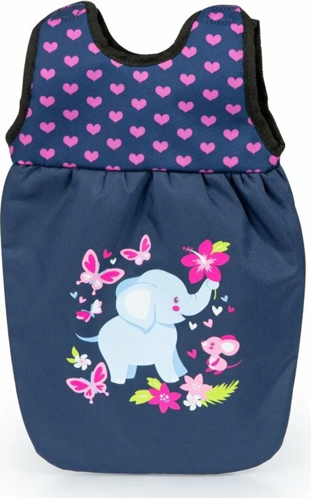 Bayer Design 62154AC Sac de couchage pour poupée 43 cm, motif éléphant bleu