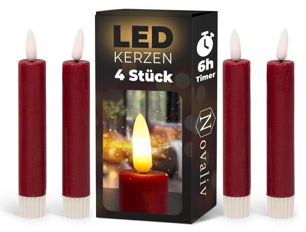 Świece LED z timerem, czerwone, 4 sztuki do użytku w Zdjęcie produktu 