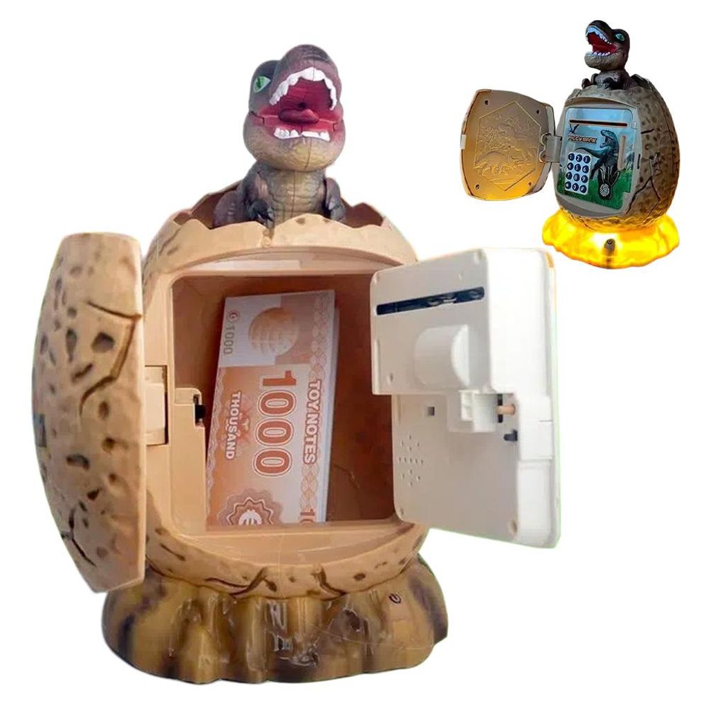 Digitaler Spardose Tresor Bankomat mit Code für Kinder Spardose Kinder, Dinosaurier Ei Tresor Kinder Dino Safe Elektrische Sparschwein Sparbüchse