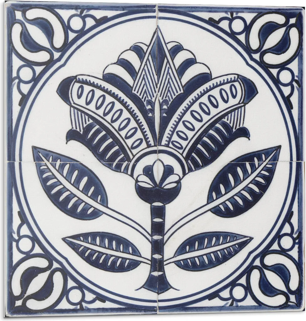 Decalcomanie 3D Parete Effetto Ceramica Floreale - 20pz 20x20 cm PVC