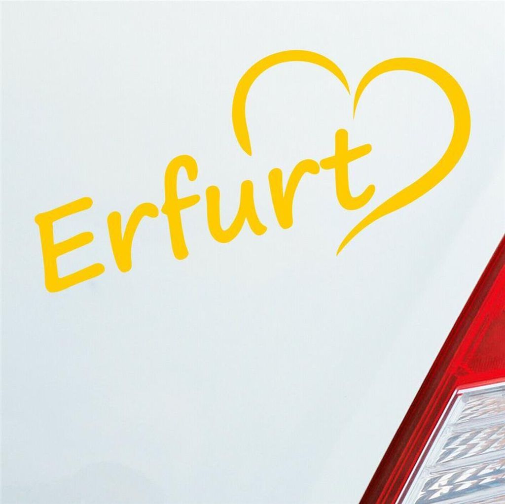 Auto Aufkleber Erfurt Herz Stadt City Liebe Love Heimat 17x8 cm Gelb Sticker Heckscheibenaufkleber