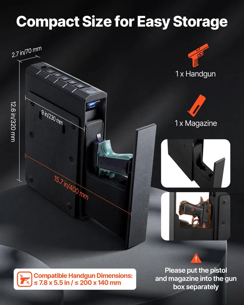 Coffre-fort pistolet avec éclairage LED et ouverture à code électronique - 3