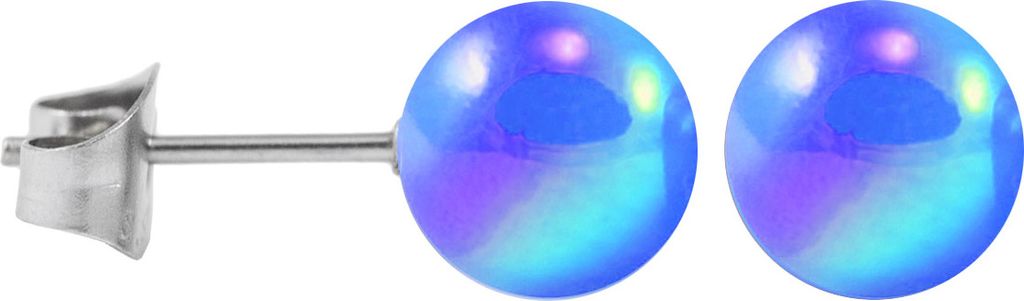 Ohrstecker Chirurgenstahl Acrylkugel in schimmernden Farben Größe - 5 mm Farbe - Hellblau