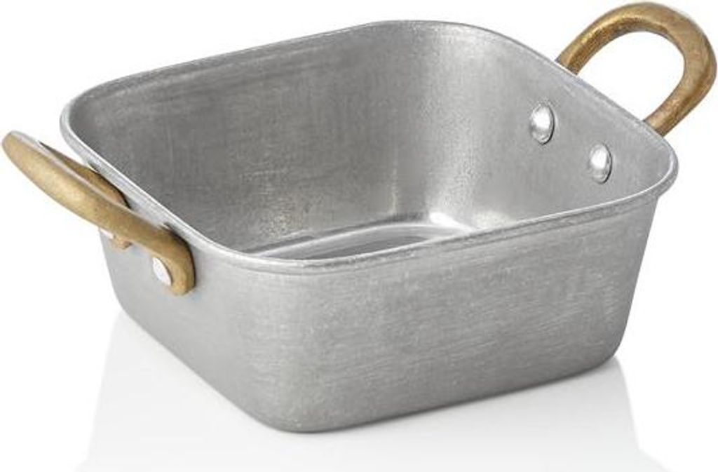 Servierpfanne STEEL & STYLE VINTAGE, mit 2 Messinggriffen, 12 x 12 x 5 cm, 420 ml, Chromnickelstahl