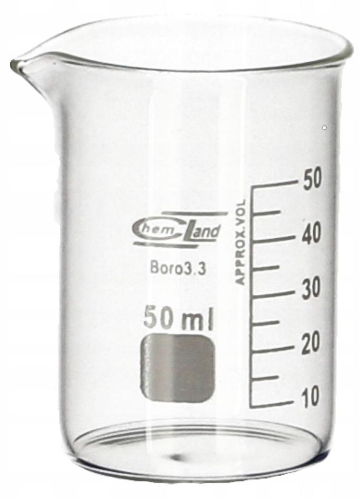 Glasbecher 50 ml Niedrig BORO 3.3 Labor Becherglas mit Ausguss Skala