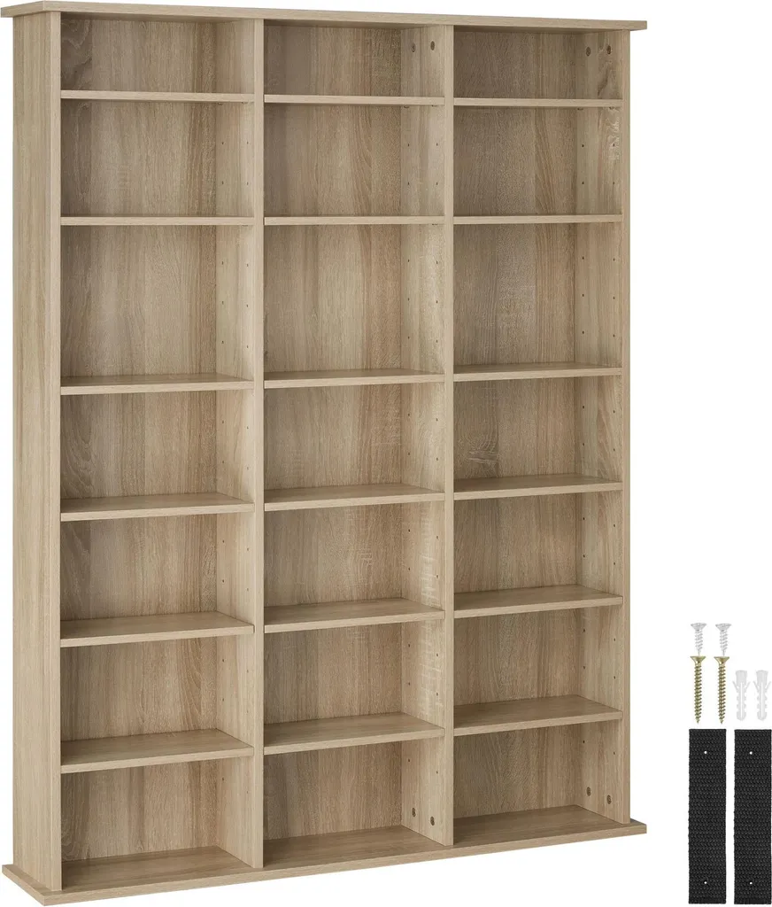 Bibliothèque Fine Stevie Bois Clair Chêne Sonoma, Design Compact