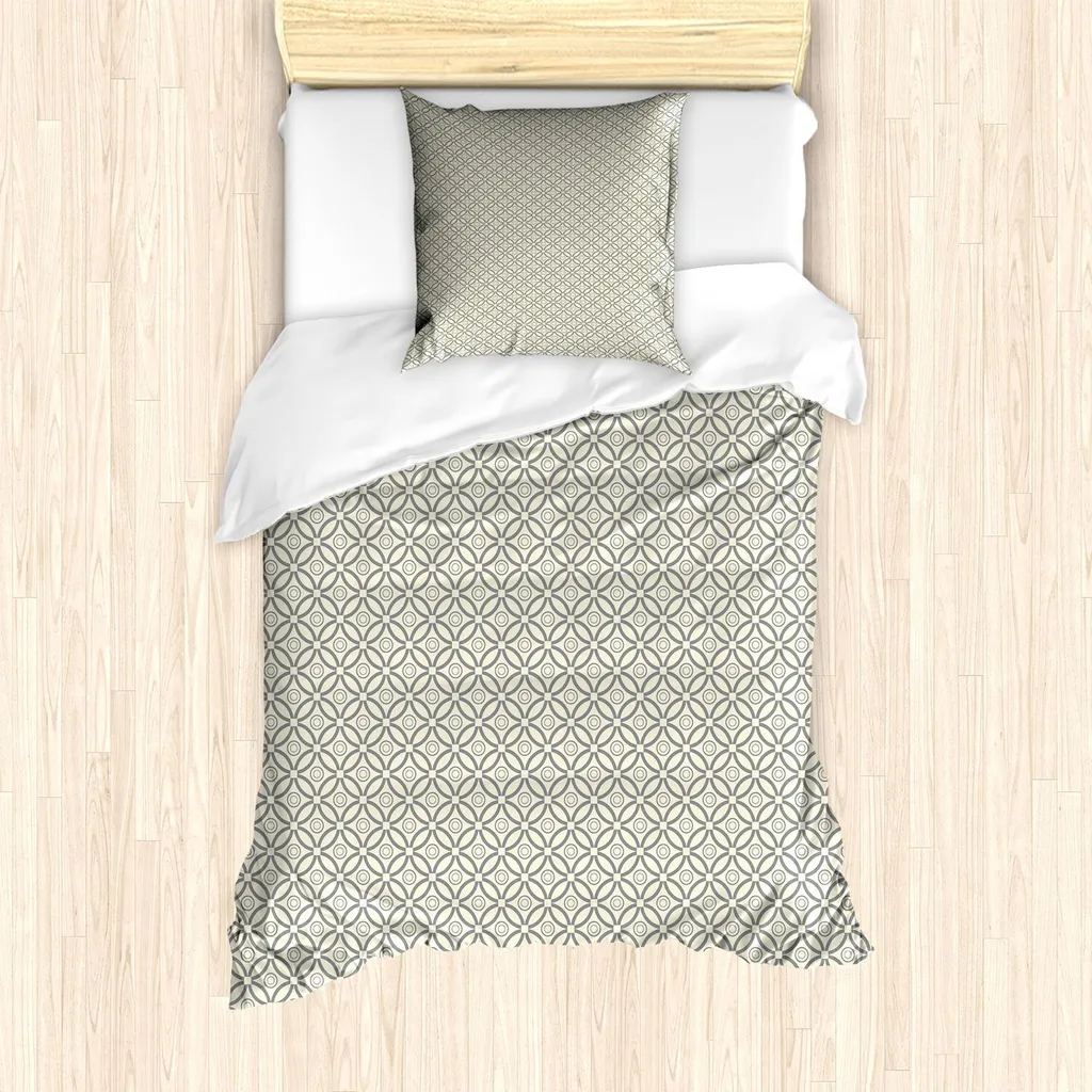 Set Copripiumino ABAKUHAUS Lavabile 135x200 cm Grigio Beige Resistente