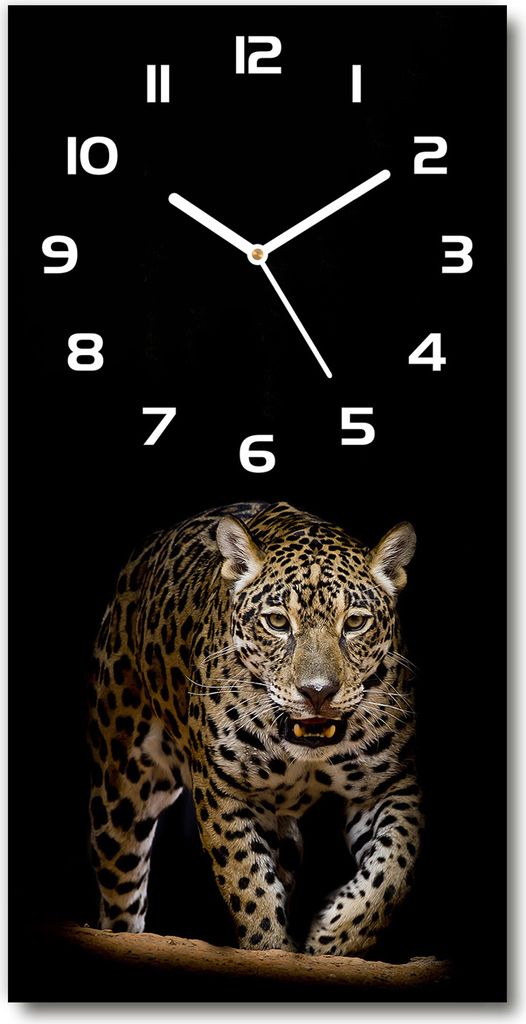 Wanduhr aus Glas – 30x60 cm - Glasbild - Glasuhr - Gehärtetes Glas -Jaguar