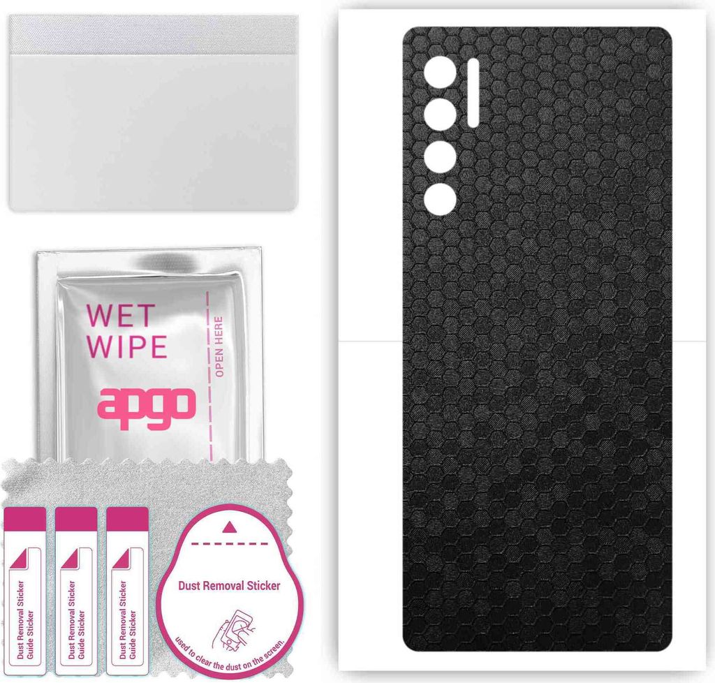 apgo Rückseite Schutzfolie, Skin, kompatibel mit TCL 20L Plus, Hinten Displayschutzfolie aus Vinylfolie, kratzfest, einfache Montage - Schwarze Ho...