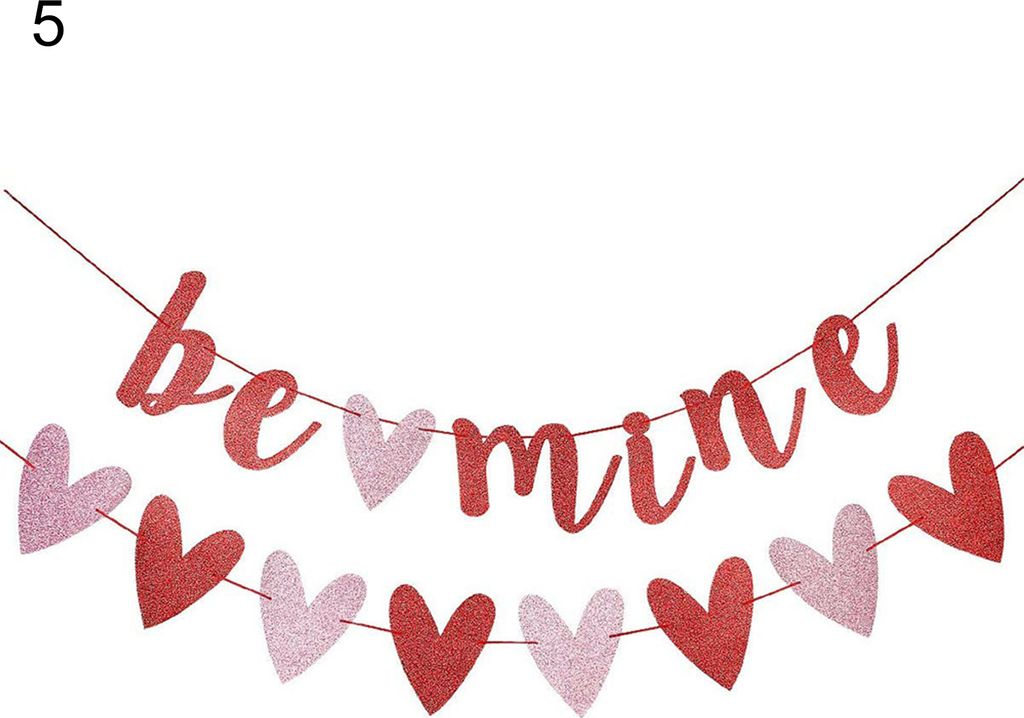 1 Set Love Heart Muster Banner Party Set Glitzer Papier Valentinstag Party Bannerdekorationen für Zuhause-5