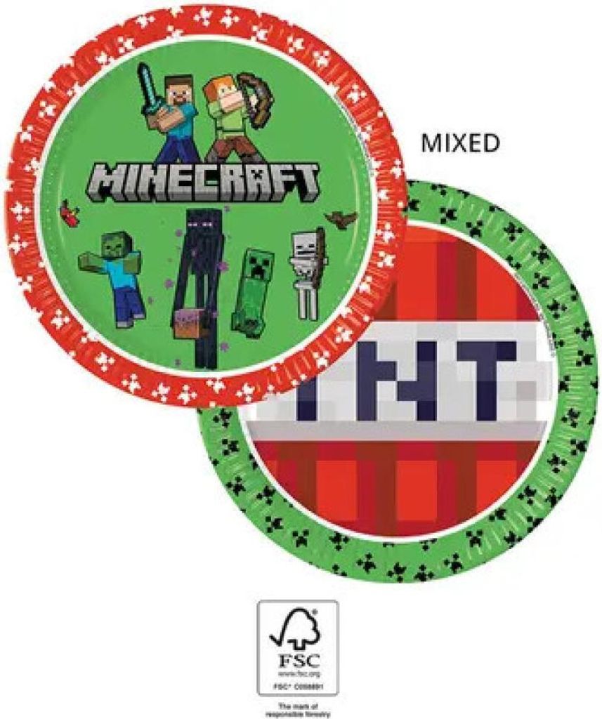 Talerzyki papierowe Minecraft , 23cm, 8 szt Zdjęcie produktu 