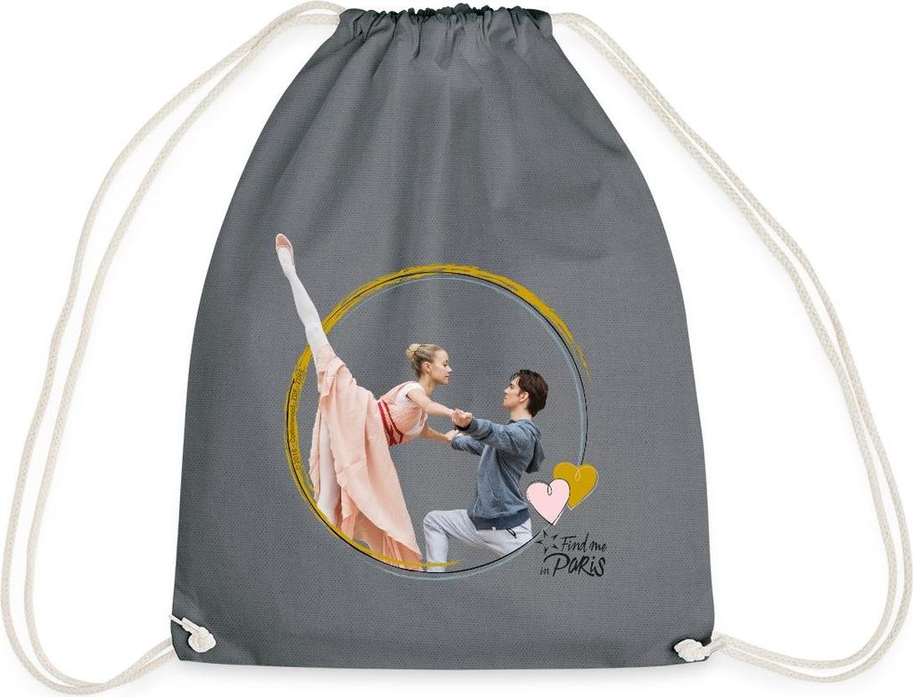 Spreadshirt Find me in Paris Lena und Max Turnbeutel, One size, Grau