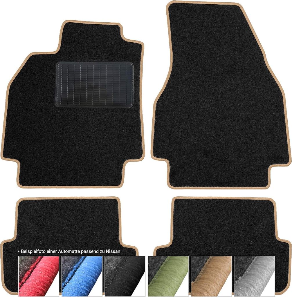 moto-MOLTICO Fußmatten Auto Velours Autoteppiche Schwarz Automatten Set 4-teilig passend für Nissan Primastar II Opel Vivaro II Renault Trafic II...