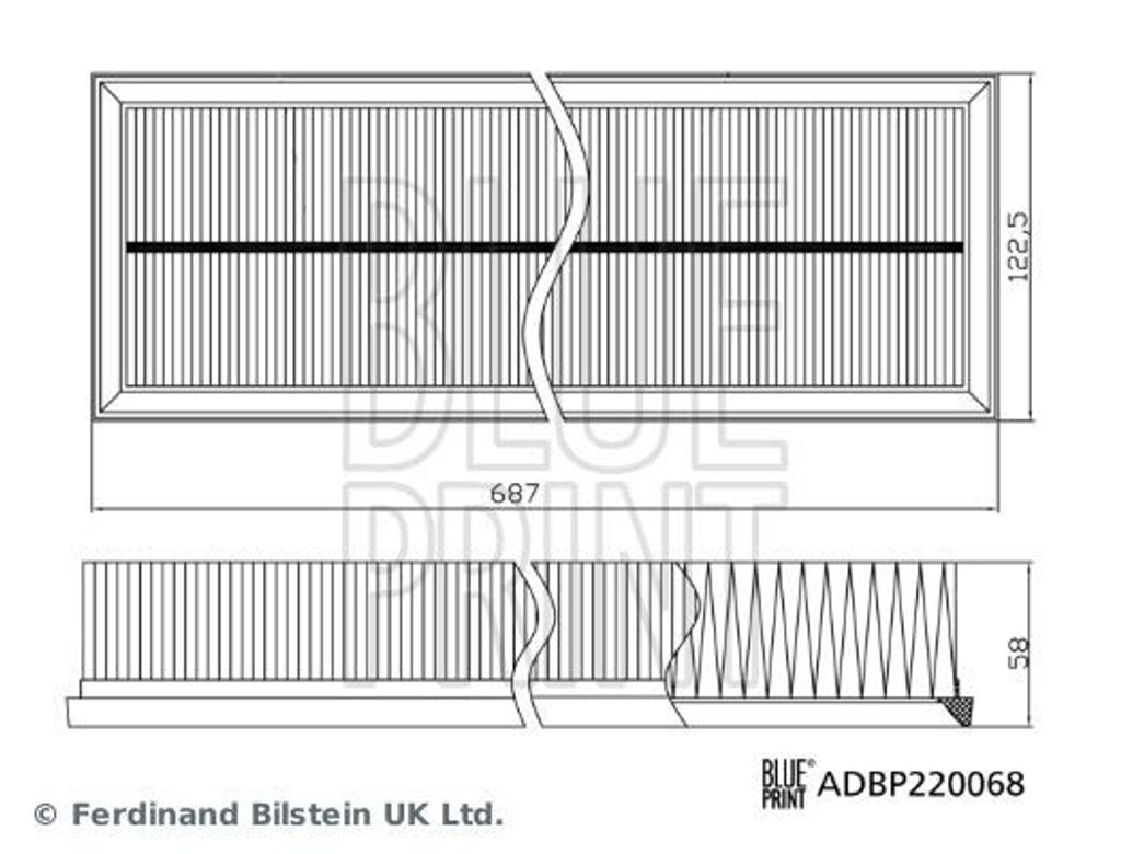 Luftfilter BLUE PRINT ADBP220068 für PORSCHE PANAMERA Filtereinsatz