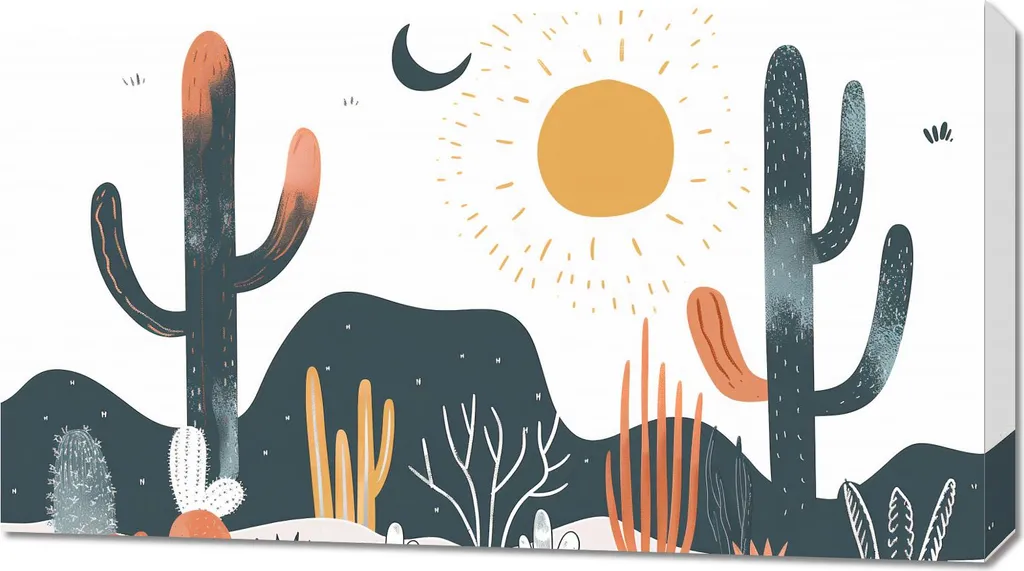 Quadro 90x50cm Cactus al tramonto