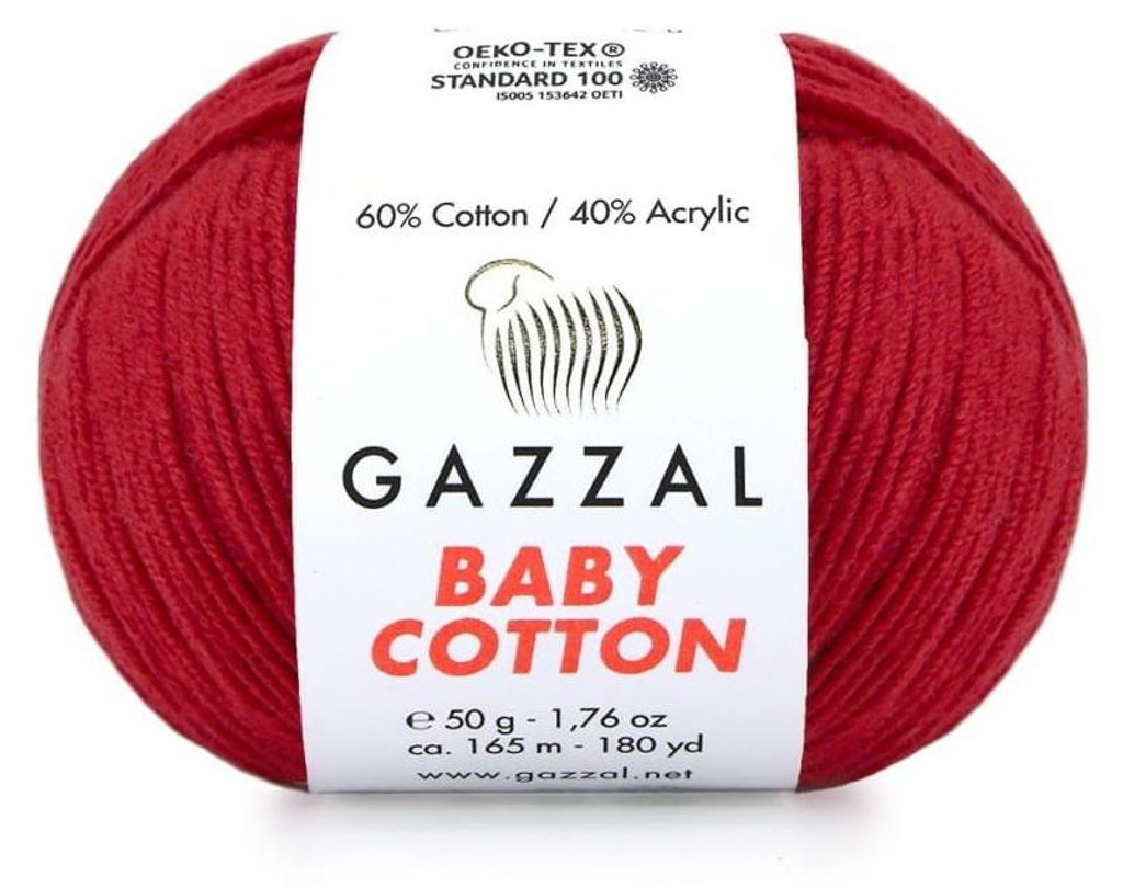 Wolle Gazzal Baby Baumwolle 3439 - burgund - Stricken & Produktbild 