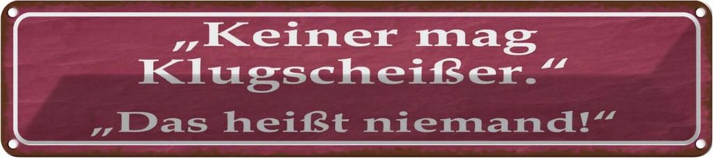 vianmo Blechschild 10x46 cm keiner mag Klugscheißer Spruch Zitat