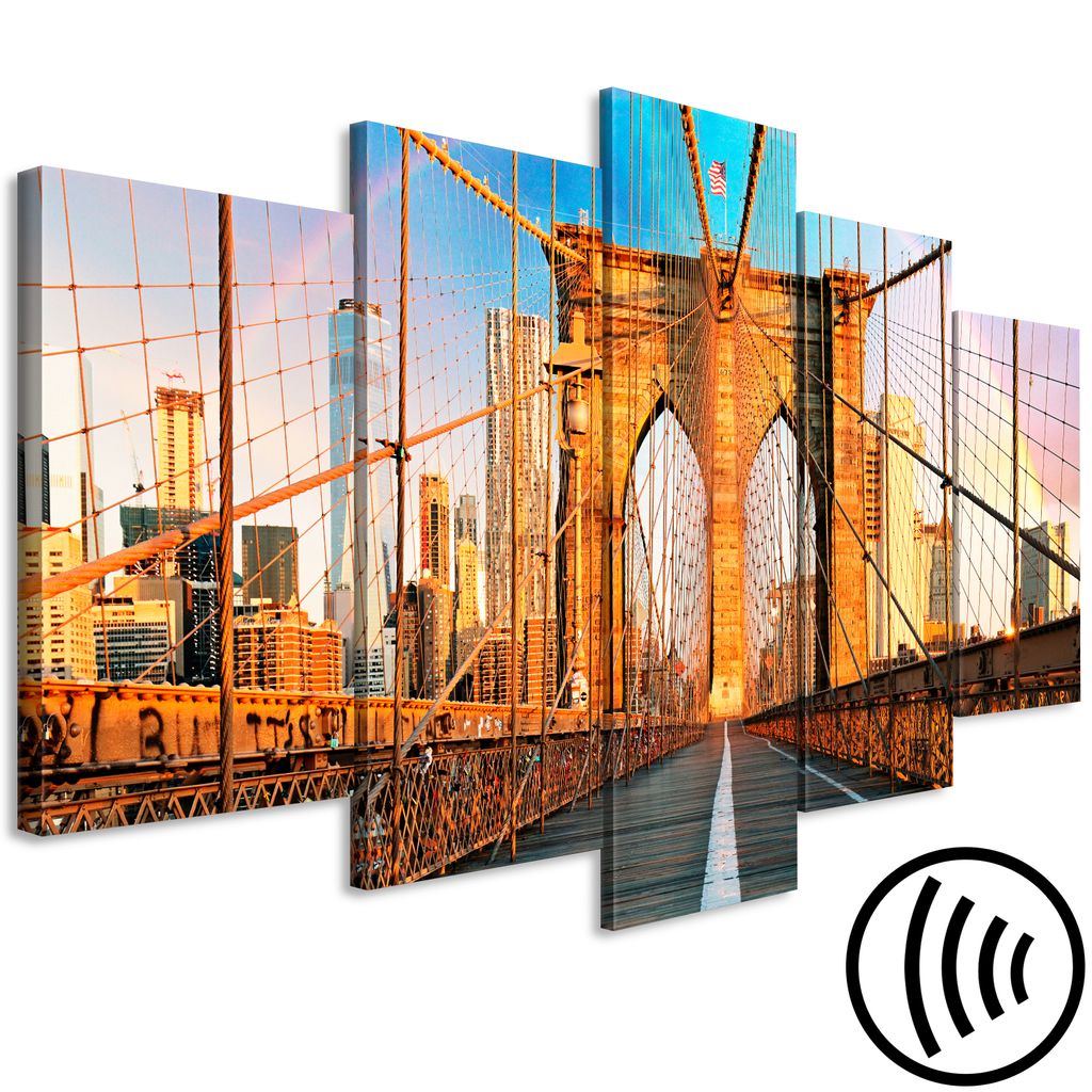 Akustikbild New York 200x100 cm Bilder Akustikschaum Hochleistungsschallabsorber Schallschutz Leinwand 5 tlg Wandbild Raumakustik Schalldämmung Ma...
