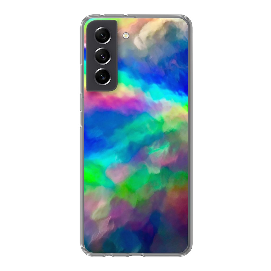 MuchoWow Handyhülle Schutzhülle Hülle für Samsung Galaxy S21 FE Aquarell - Kunst - Psychedelisch Silikon Softcase Handy Hülle - Mobiltelefon...