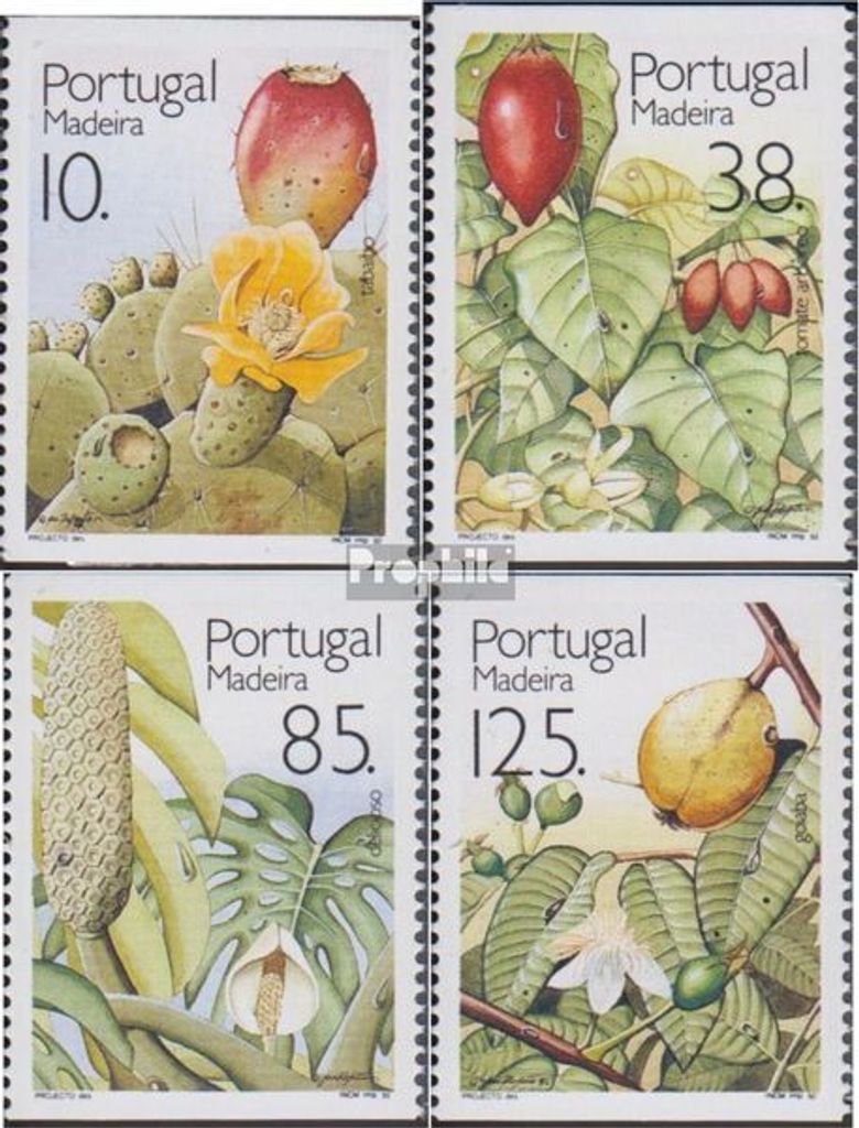 Briefmarken Portugal - Madeira 1992 Mi 153C-156C (kompl.Ausg.) postfrisch Subtropische Früchte + Pflanzen