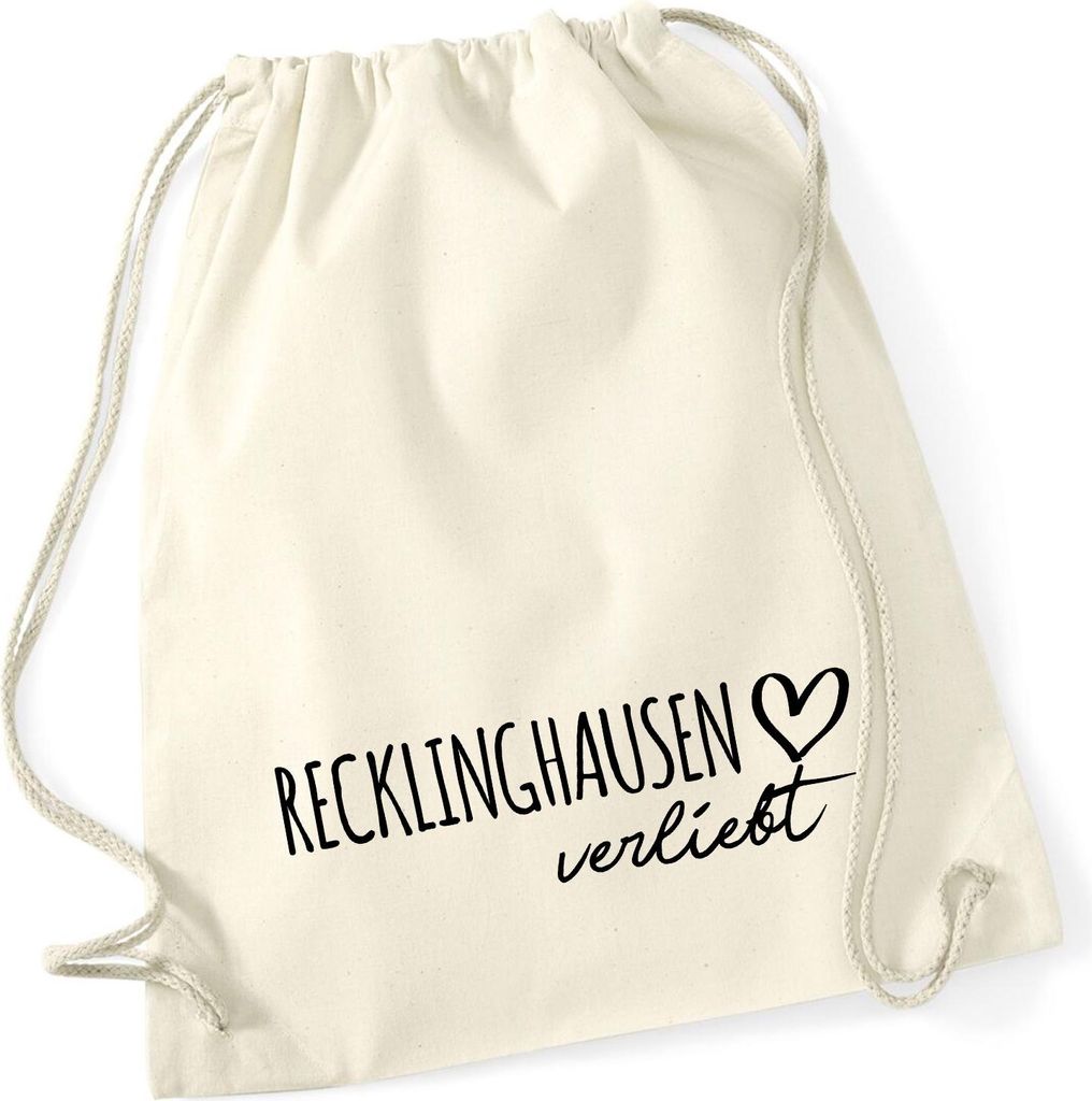 Huuraa Turnbeutel Recklinghausen verliebt 12 Liter Natural Baumwolle Rucksack Geschenkidee