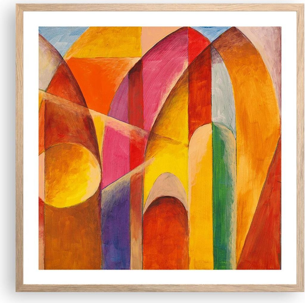 Gerahmtes Poster - Rahmen in heller Eiche - Abstraktion modern - 60x60 cm - Wand Bild - Wanddeko - Wandbilder - Wandposter - Bilderrahmen - Bilder ...