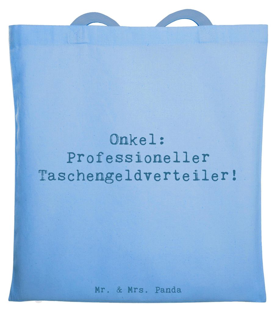 Mr. & Mrs. Panda Beutel Spruch Onkel Taschengeld - Sky Blue - Geschenk, Liebe, Geschenke, Familienangehöriger, Großzügigkeit, Jutebeutel, dokume...