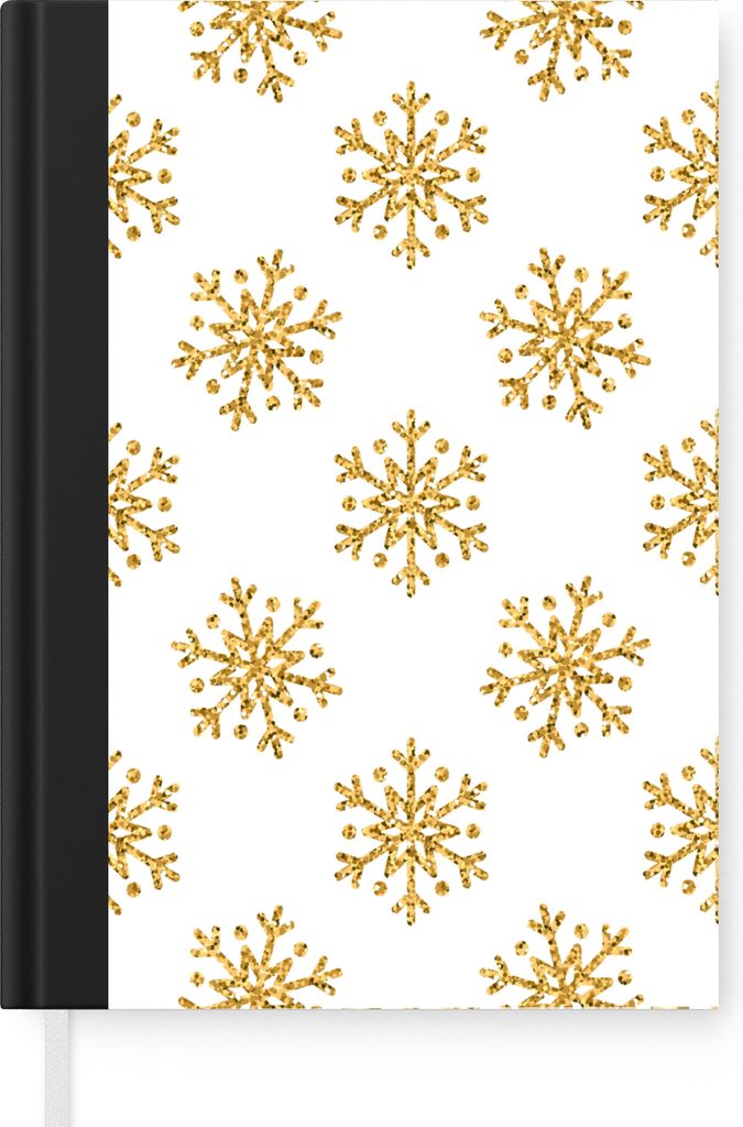 MuchoWow Notizbuch Tagebuch Haushaltsbuch Notebook A5 Schneeflocke - Gold - Glitter - Weihnachten - Design - Notizblock - Notizheft - Notebook - ...