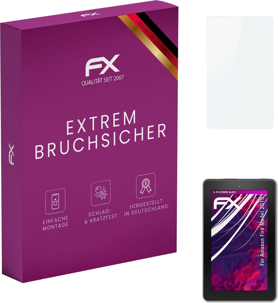 atFoliX FX-Hybrid-Glass Displayfolie kompatibel mit Amazon Fire (Model 2015) Glasfolie