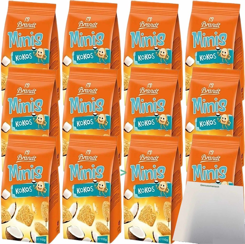 Brandt Mini Zwieback Kokos 12er Pack (12x110g Packung) + usy Block