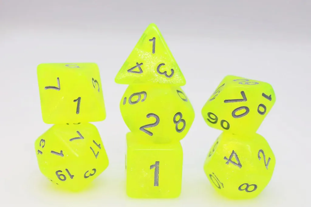 Set de dés polyédriques Radioactive Lemonade pour JDR et jeux de rôle