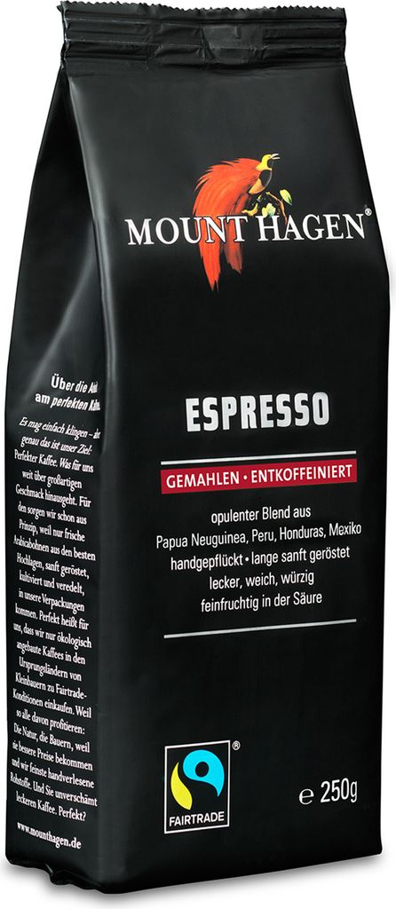 Espresso Kaffee FairTrade - entkoffeiniert gemahlen 250g Produktbild 