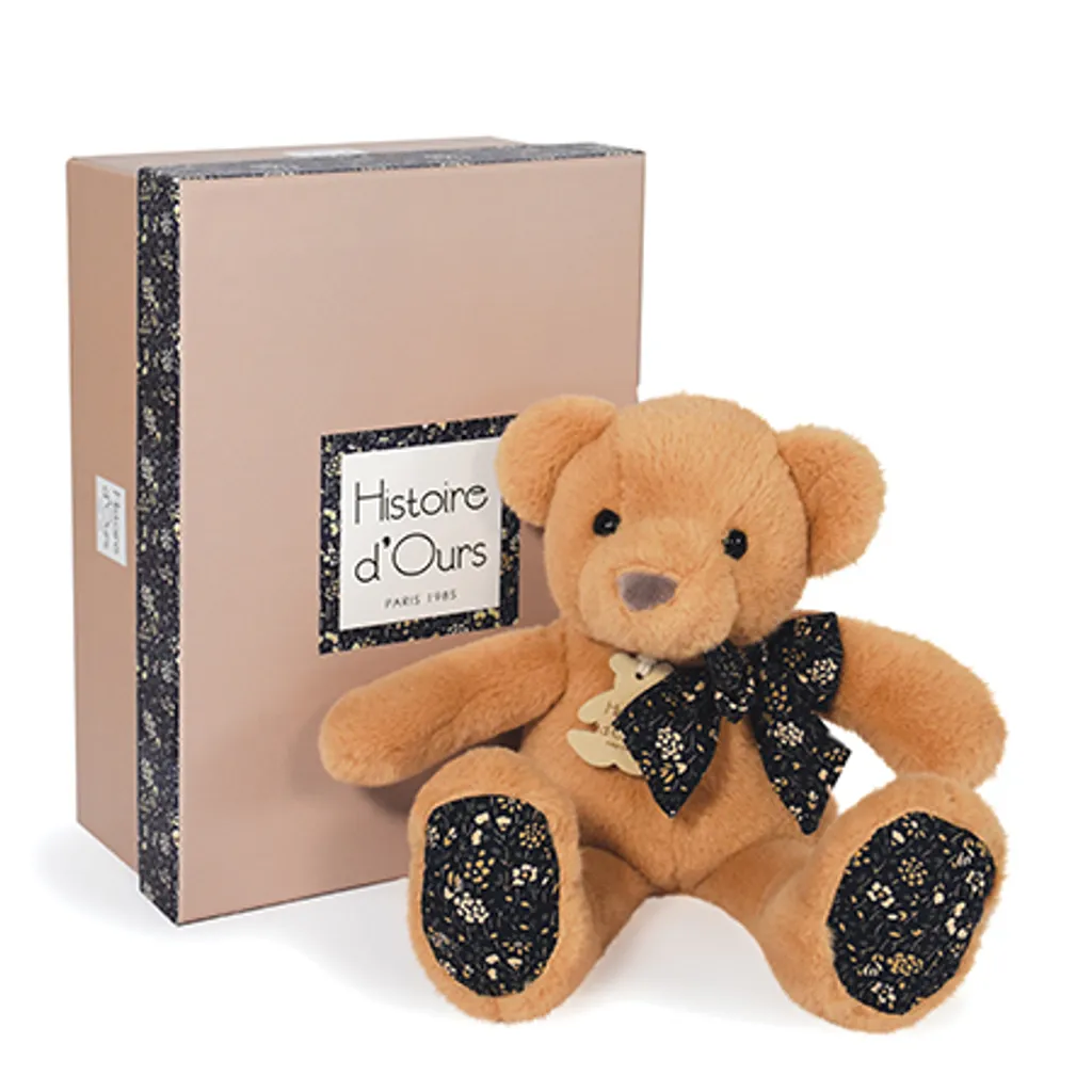 Cadeau de naissance doudou ourson Histoire d'Ours 25 cm marron clair