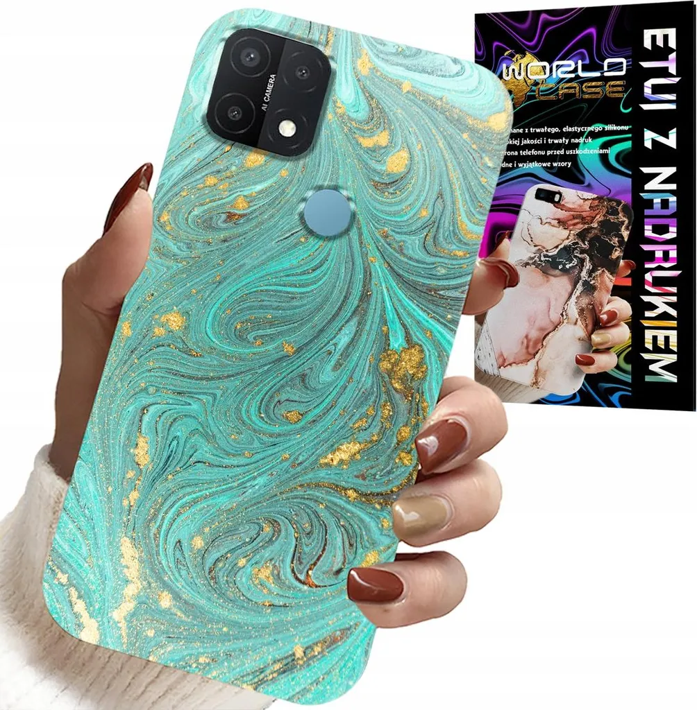 Custodia Protettiva Vetro 9H Oppo A15 / A15S - Marmo Anti-urto