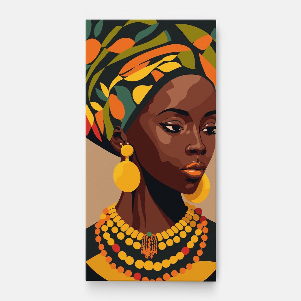 ARTHUB Leinwandbild 50x100 cm, African Earrings | Wohnzimmerdekoration, Hängende Bilder, Wanddekoration, Heimdekoration, Frauen, Afrikanische Fr...