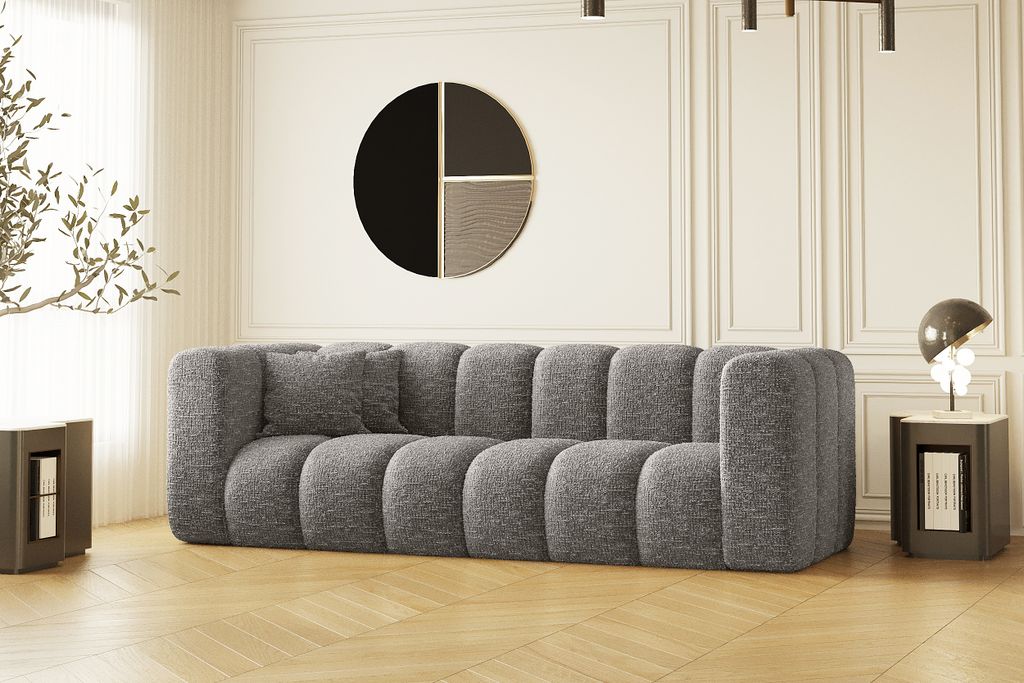 Kaiser Möbel Couch, Dreisitzer-Sofa Grand Modular Stoff Haga Grau
